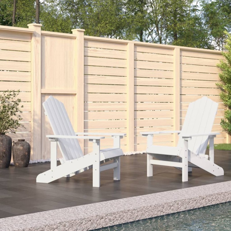 Sedie da Giardino Adirondack 2 pz in HDPE Bianco Sedie da Giardino Adirondack 2 pz in HDPE Bianco
