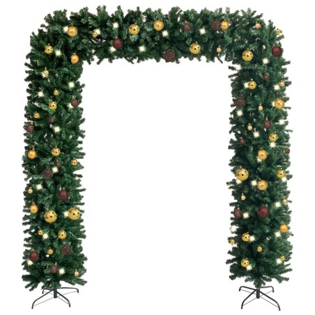 vidaXL Arco per Albero di Natale con LED e Palline Verde 240 cm