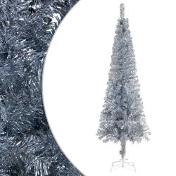 vidaXL Albero Natale Artificiale Sottile LED e Palline Argento 150 cm