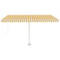 Tenda Retrattile Manuale con Palo 400x300 cm Giallo Bianco Tenda Retrattile Manuale con Palo 400x300 cm Giallo Bianco
