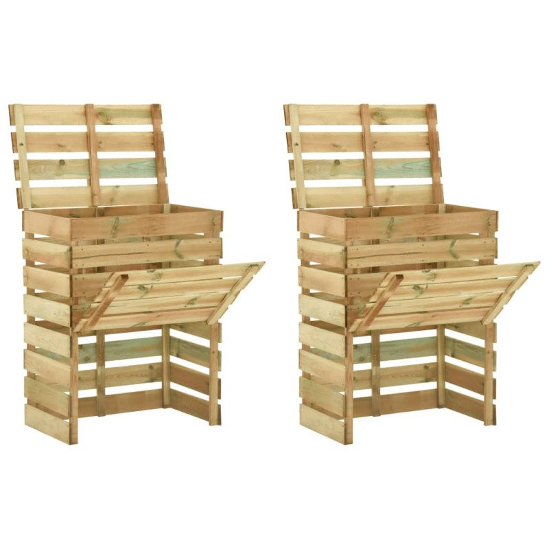 vidaXL Compostiere da Giardino Doghe 2 pz 80x50x100 cm Pino Impregnato vidaXL Compostiere da Giardino Doghe 2 pz 80x50x100 cm Pino Impregnato