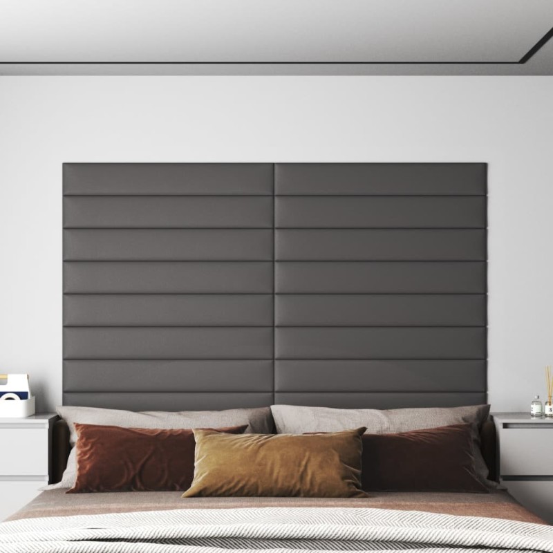 Pannelli Murali 12 pz Grigi 90x15 cm in Similpelle 1,62 m² Pannelli Murali 12 pz Grigi 90x15 cm in Similpelle 1,62 m²