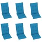 Sedie da Giardino 6 pz con Cuscini Blu Massello di Teak Sedie da Giardino 6 pz con Cuscini Blu Massello di Teak