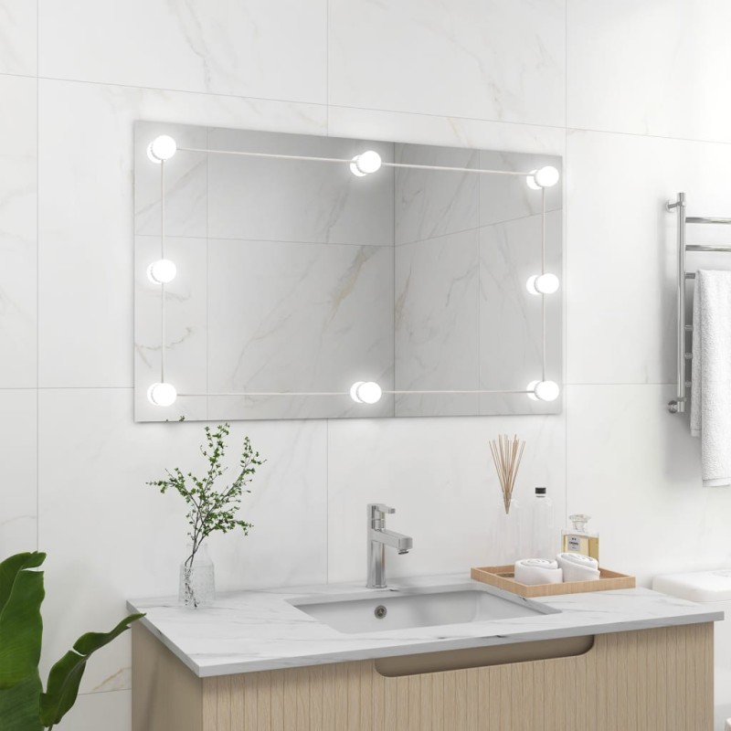 vidaXL Specchio Parete Rettangolare Senza Cornice con Luci LED Vetro vidaXL Specchio Parete Rettangolare Senza Cornice con Luci LED Vetro
