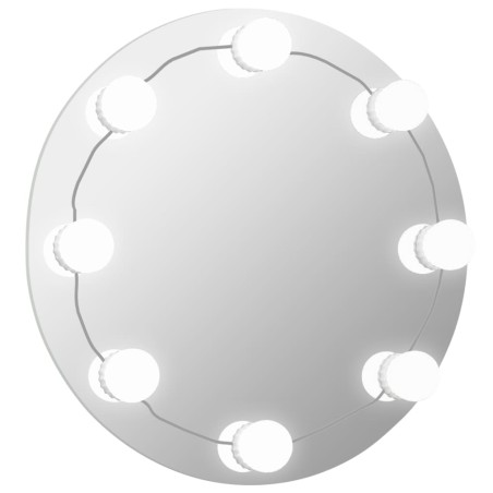 vidaXL Specchio da Parete Rotondo Senza Cornice con Luci LED in Vetro
