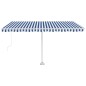 Tenda da Sole Retrattile Manuale con Palo 400x300 cm Blu Bianca