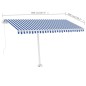 Tenda da Sole Retrattile Manuale con Palo 400x300 cm Blu Bianca