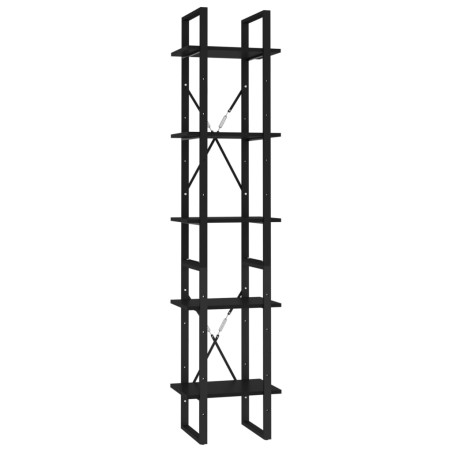 vidaXL Libreria a 5 Ripiani Nera 40x30x175 cm in Legno Multistrato