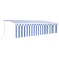 Tenda Retrattile Manuale con Parasole 6x3 m Blu e Bianca Tenda Retrattile Manuale con Parasole 6x3 m Blu e Bianca