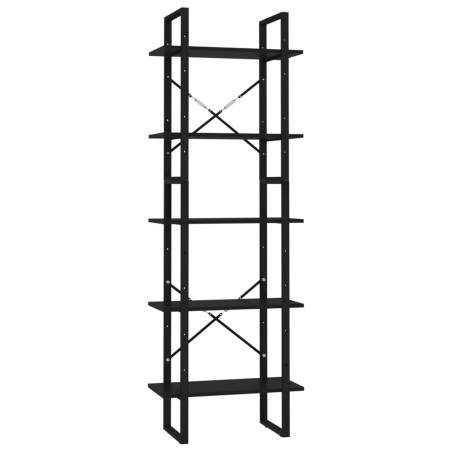 vidaXL Libreria a 5 Ripiani Nera 60x30x175 cm in Legno di Pino