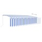 Tenda Retrattile Manuale con Parasole 6x3 m Blu e Bianca Tenda Retrattile Manuale con Parasole 6x3 m Blu e Bianca