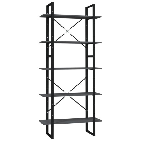vidaXL Libreria a 5 Ripiani Grigia 80x30x175 cm in Legno Multistrato