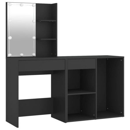 vidaXL Toeletta con LED e Armadietto in Legno Multistrato Nero