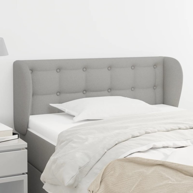 Testiera ad Orecchio Grigio Chiaro 103x23x78/88 cm in Tessuto Testiera ad Orecchio Grigio Chiaro 103x23x78/88 cm in Tessuto