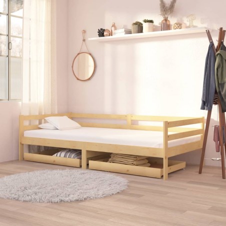 vidaXL Divano Letto con Cassetti 90x200 cm Legno Massello di Pino