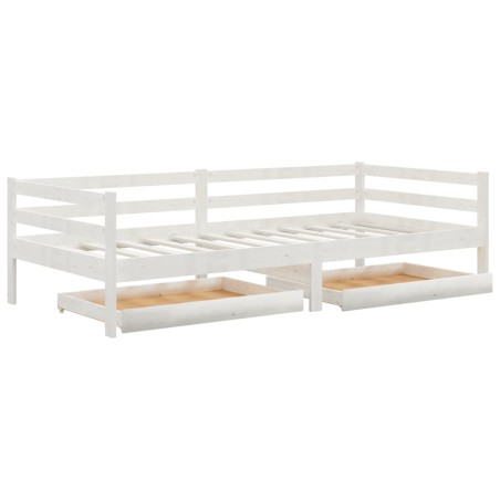 vidaXL Divano Letto con Cassetti 90x200 cm Bianco in Massello di Pino