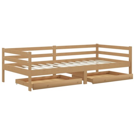 vidaXL Divano Letto con Cassetti 90x200 cm Miele in Legno di Pino