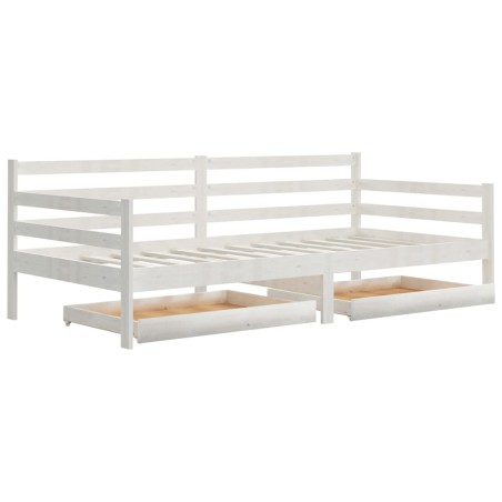vidaXL Divano Letto con Cassetti 90x200 cm Bianco in Massello di Pino