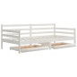 vidaXL Divano Letto con Cassetti 90x200 cm Bianco in Massello di Pino vidaXL Divano Letto con Cassetti 90x200 cm Bianco in Massello di Pino