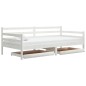 vidaXL Divano Letto con Cassetti 90x200 cm Bianco in Massello di Pino vidaXL Divano Letto con Cassetti 90x200 cm Bianco in Massello di Pino