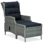 vidaXL Sedia da Giardino Reclinabile con Pouf Polyrattan Grigio Chiaro vidaXL Sedia da Giardino Reclinabile con Pouf Polyrattan Grigio Chiaro