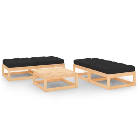 vidaXL Set Divani da Giardino 5 pz con Cuscini Legno Massello di Pino
