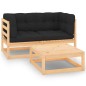 vidaXL Set Divani da Giardino 3 pz con Cuscini Legno Massello di Pino vidaXL Set Divani da Giardino 3 pz con Cuscini Legno Massello di Pino
