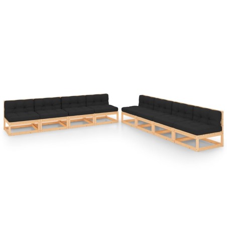 vidaXL Set Divani da Giardino 8 pz con Cuscini Legno Massello Pino