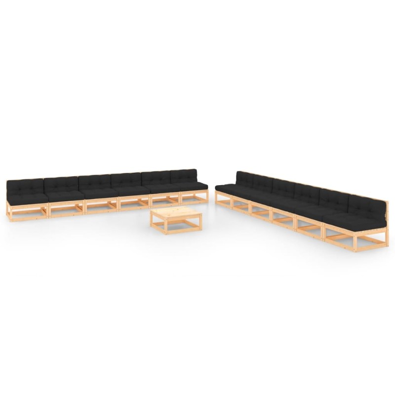 vidaXL Set Divani da Giardino 13 pz con Cuscini Legno Massello di Pino vidaXL Set Divani da Giardino 13 pz con Cuscini Legno Massello di Pino