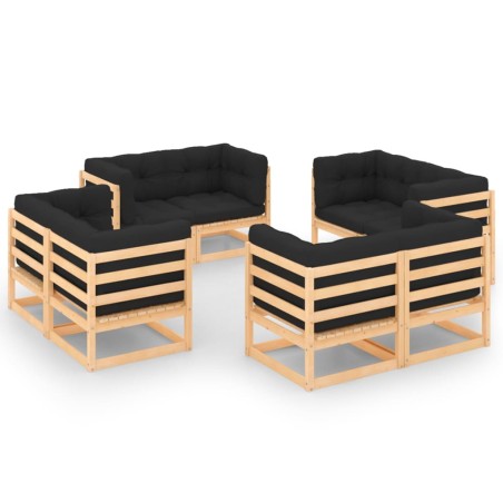 vidaXL Set Divani da Giardino 8 pz con Cuscini Legno Massello Pino
