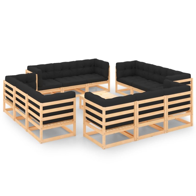 vidaXL Set Divani da Giardino 13 pz con Cuscini Legno Massello di Pino vidaXL Set Divani da Giardino 13 pz con Cuscini Legno Massello di Pino