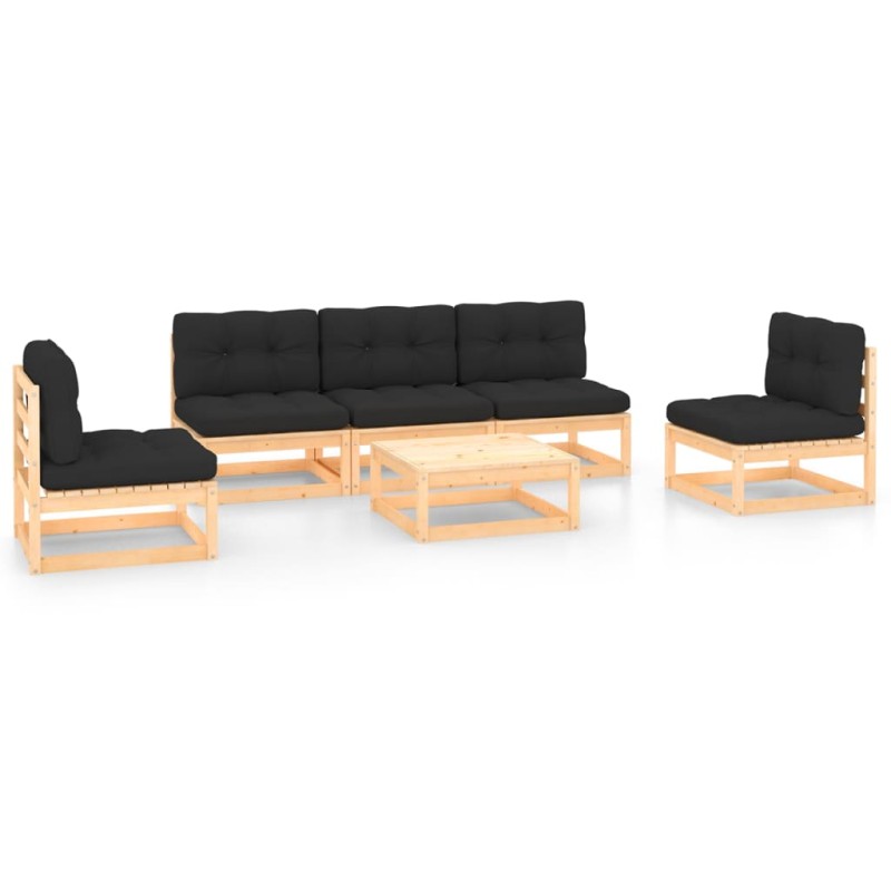 vidaXL Set Divani da Giardino 6 pz con Cuscini Legno Massello di Pino vidaXL Set Divani da Giardino 6 pz con Cuscini Legno Massello di Pino