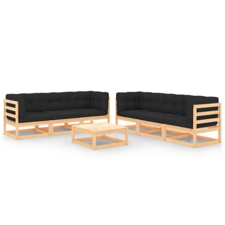 vidaXL Set Divani da Giardino 7 pz con Cuscini Legno Massello di Pino