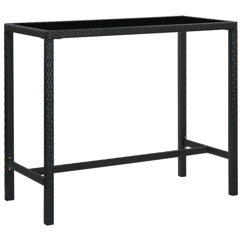 Tavolo da Bar per Esterni Nero 130x60x110 cm Polyrattan e Vetro Tavolo da Bar per Esterni Nero 130x60x110 cm Polyrattan e Vetro