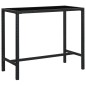 Tavolo da Bar per Esterni Nero 130x60x110 cm Polyrattan e Vetro Tavolo da Bar per Esterni Nero 130x60x110 cm Polyrattan e Vetro