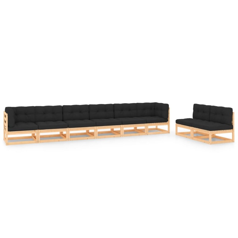 vidaXL Set Divani da Giardino 8 pz con Cuscini Legno Massello di Pino vidaXL Set Divani da Giardino 8 pz con Cuscini Legno Massello di Pino
