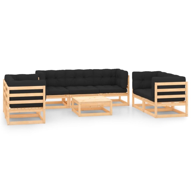 vidaXL Set Divani da Giardino 8 pz con Cuscini Legno Massello di Pino vidaXL Set Divani da Giardino 8 pz con Cuscini Legno Massello di Pino