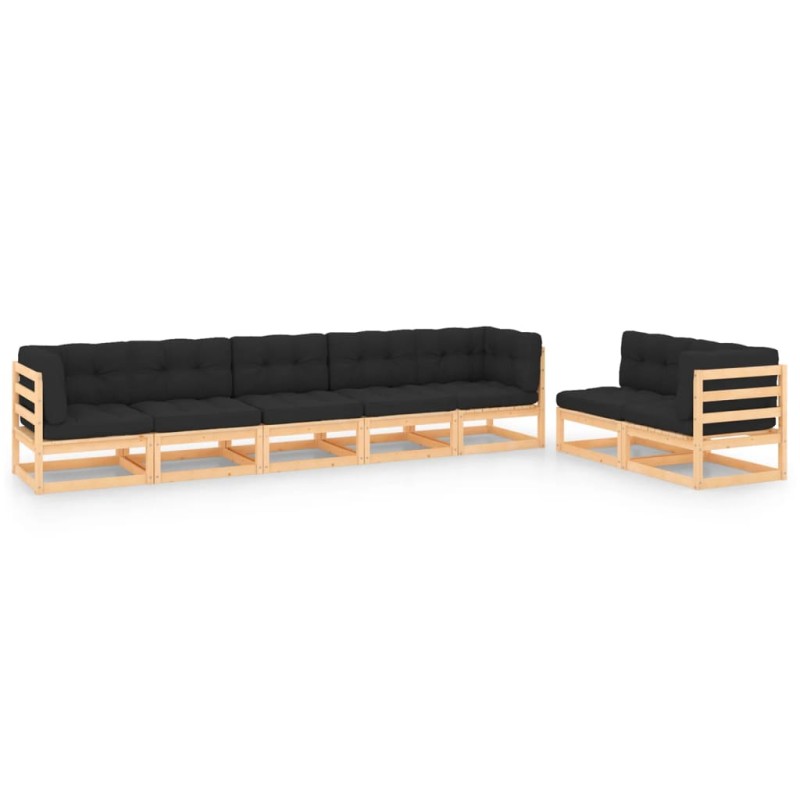 vidaXL Set Divani da Giardino 7 pz con Cuscini Legno Massello di Pino vidaXL Set Divani da Giardino 7 pz con Cuscini Legno Massello di Pino