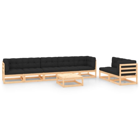 vidaXL Set Divani da Giardino 8 pz con Cuscini Legno Massello di Pino