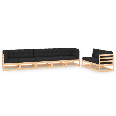 vidaXL Set Divani da Giardino 7 pz con Cuscini Legno Massello di Pino