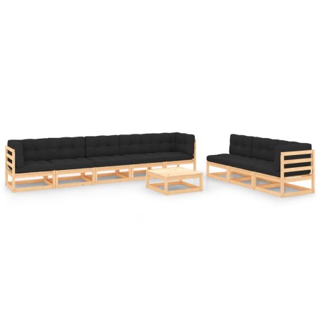 vidaXL Set Divani da Giardino 9 pz con Cuscini Legno Massello di Pino