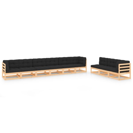 vidaXL Set Divani da Giardino 9 pz con Cuscini Legno Massello di Pino