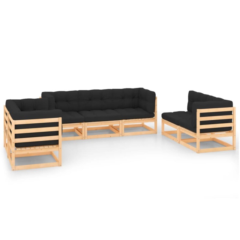 vidaXL Set Divani da Giardino 7 pz con Cuscini Legno Massello di Pino vidaXL Set Divani da Giardino 7 pz con Cuscini Legno Massello di Pino