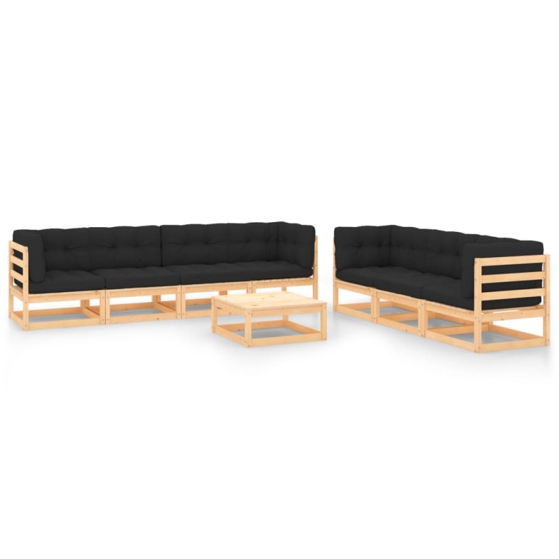 vidaXL Set Divani da Giardino 8 pz con Cuscini Legno Massello di Pino vidaXL Set Divani da Giardino 8 pz con Cuscini Legno Massello di Pino