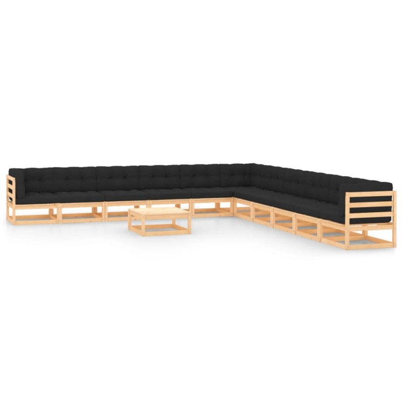 vidaXL Set Salotto Giardino 12pz Cuscini Antracite Legno Massello Pino vidaXL Set Salotto Giardino 12pz Cuscini Antracite Legno Massello Pino