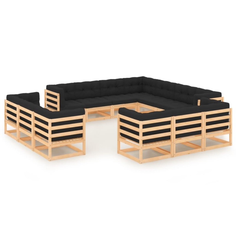 vidaXL Set Salotto Giardino 13pz Cuscini Antracite Legno Massello Pino vidaXL Set Salotto Giardino 13pz Cuscini Antracite Legno Massello Pino