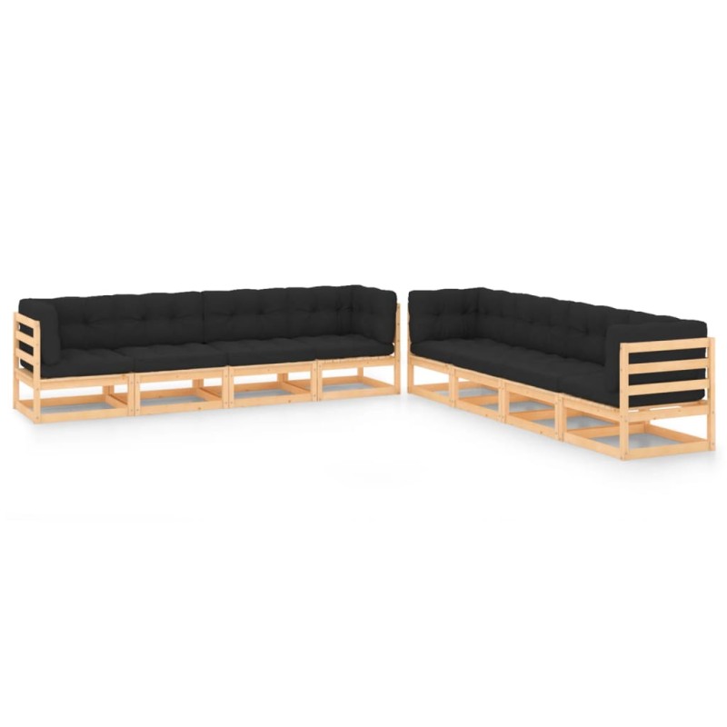 vidaXL Set Salotto Giardino 8 pz Cuscini Antracite Legno Massello Pino vidaXL Set Salotto Giardino 8 pz Cuscini Antracite Legno Massello Pino