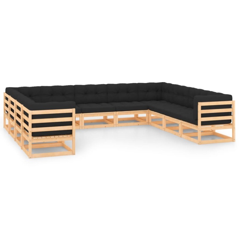 vidaXL Set Salotto Giardino 11pz Cuscini Antracite Legno Massello Pino vidaXL Set Salotto Giardino 11pz Cuscini Antracite Legno Massello Pino