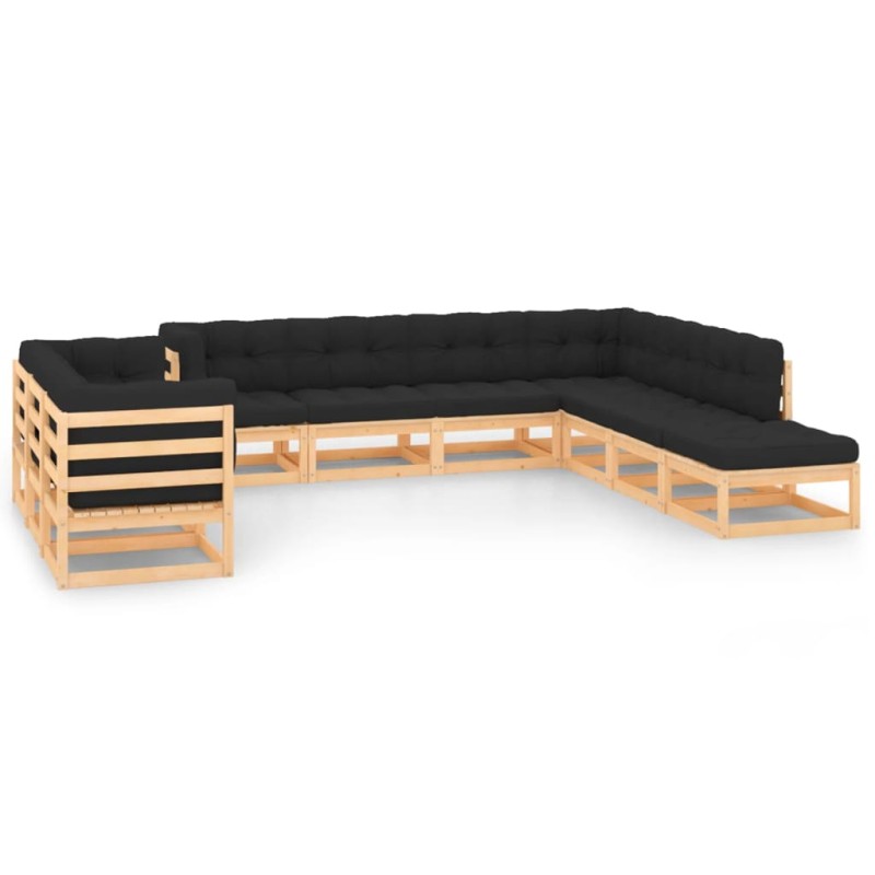 vidaXL Set Salotto Giardino 10pz Cuscini Antracite Legno Massello Pino vidaXL Set Salotto Giardino 10pz Cuscini Antracite Legno Massello Pino