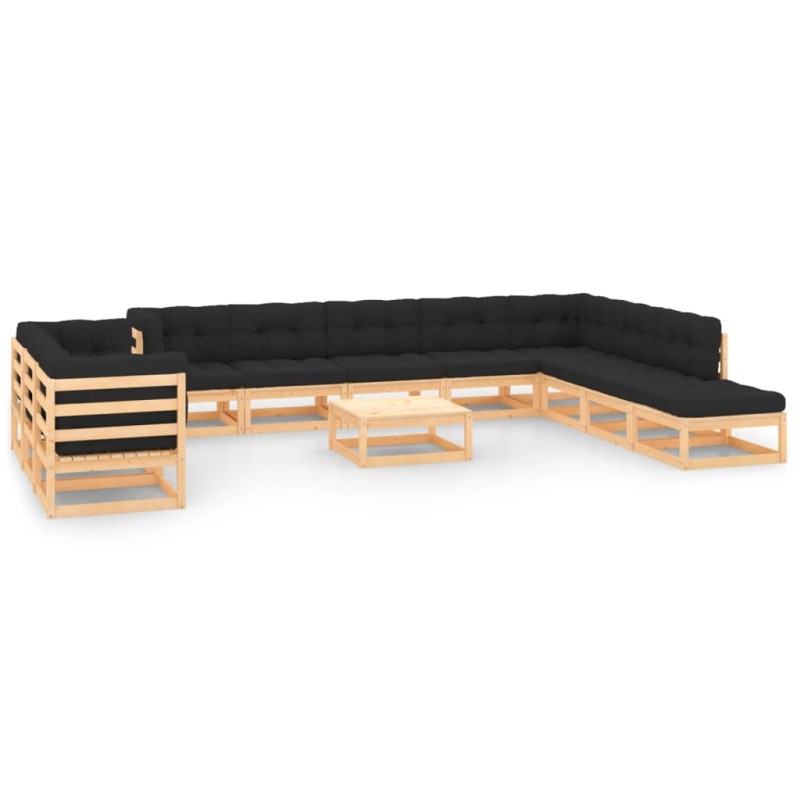 vidaXL Set Salotto Giardino 12pz Cuscini Antracite Legno Massello Pino vidaXL Set Salotto Giardino 12pz Cuscini Antracite Legno Massello Pino